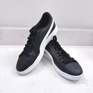 PUMA Womens 8 Smash V2 Sneakers Black White SoftFoam+ Low Top Shoes